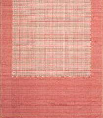 Beige Printed Synthetic Tussar Silk Saree With Peach Checks-SY0527