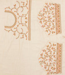 Cream Woven Blended Tissue Saree With Embroidered Floral Motifs-BL4888