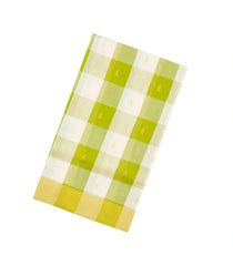 White & Green Handloom Silk Cotton Saree With Checks & Zari Buttas-SC4622