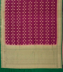 Magenta Handloom Banarasi Silk Saree With Green Border-BE1248