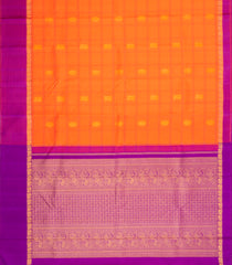 Orange Handloom Kanchipuram Silk Saree With Checks & Buttas-KA15210