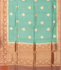 Aquamarine Handloom Banarasi Organza Silk Saree With Floral Buttas-BE1708