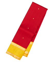 Red Handloom Korvai Kanchipuram Silk Saree With Floral Buttas-KA12954