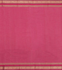 Hot Peach Handloom Kanchi Cotton Saree With Zari Stripes-KC1816