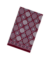 Maroon Printed Modal Silk Saree With Zari Pallu-PS0734