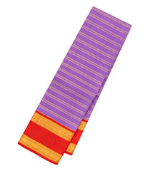 Lavender Handloom Korvai Kanchipuram Silk Saree With Zari Stripes-KA14683