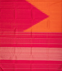 Orange & Pink Handloom Kanchipuram Silk Saree With Stripes-KA12800