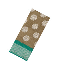 Dark Beige Printed Synthetic Dola Silk Saree With Zari Border-BL5044