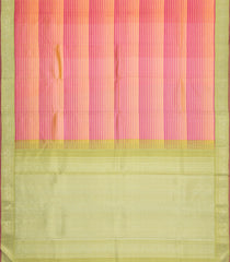 Bubblegum Pink Handloom Korvai Kanchipuram Silk Saree With Stripes-KA15793