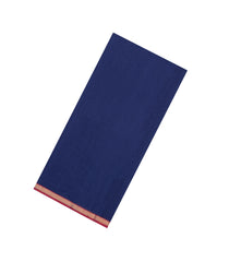 Navy Blue Handloom Maheswari Silk Cotton Saree With Contrast Zari Border-SC4836