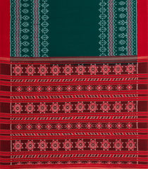 Bottle Green Handloom Orissa Cotton Saree With Ikat Motifs-OR0887