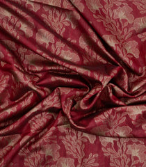 Maroon Woven Art Linen Saree With Floral Motifs-BL5651