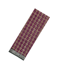 Beige & Magenta Printed Chanderi Cotton Saree With Zari Border-CC1597