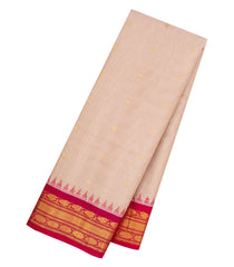 Cream Handloom Gadwal SICO Saree With Cotton Body & Silk Border-GA0365