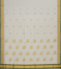 Off White Handloom Kerala Cotton Saree With Mango Buttas-KEC1021