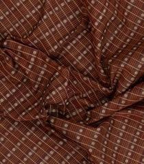Brown Handloom Silk Cotton Saree With Checks-SC4292