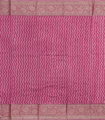 Pink Printed Chanderi Cotton Saree With Zari Border-CC1548