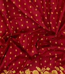 Maroon Handloom Paithani Silk Saree With Floral Zari Motifs & Meena Pallu-PA1108