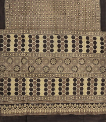 Black Woven Pure Silk Saree With Ajrakh Print-TU3210