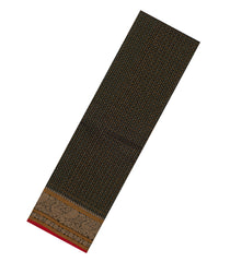 Bottle Green Handloom Kanchi Cotton Saree With Checks & Square Motifs-KC1668
