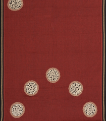 Crimson Woven Chirala Cotton Saree With Printed Floral Motifs-CR1355