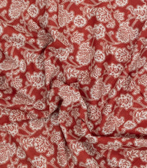 Red Printed Kalamkari Cotton Saree-KAL1265