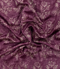 Burgundy Printed Chanderi Cotton Saree With Zari Border-CC1537