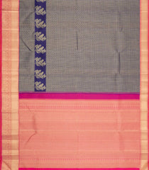 Navy Blue Handloom Kanchipuram Silk Saree With Zari Floral Motifs-KA16191