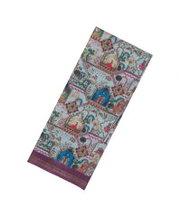 Lilac Printed Art Linen Saree With Zari Border-BL6026