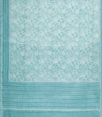 Turquoise Printed Chanderi Cotton Saree With Zari Border-CC1632