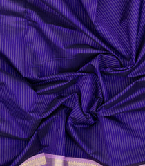 Purple Handloom Silk Cotton Saree With Stripes & Contrast Border-SC4589