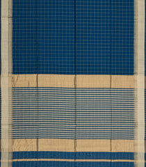 Teal Handloom Maheswari Silk Cotton Saree With Checks-SC4950