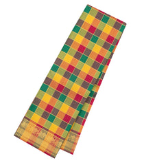 Multi Colour Handloom Korvai Kanchipuram Silk Saree With Paalum Pazham Checks-KA16386