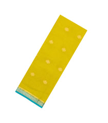 Lime Green Woven Blended Viscose Saree With Zari Checks & Buttas-BL6092
