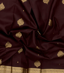 Dark Brown Woven Pure Silk Saree With Zari Buttas-EC2593