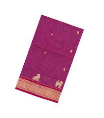 Magenta Handloom Soft Silk Cotton Saree With Checks & Buttas-SC4304