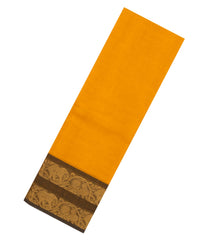 Mustard Woven Chettinad Cotton Saree With Contrast Border-CN1905