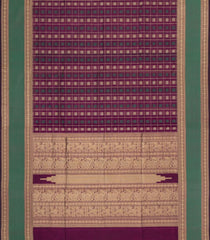 Magenta Handloom Silk Cotton Saree With Checks-SC4203