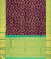 Dark Purple Handloom Korvai Kanchipuram Silk Saree With Floral Zari Motifs-KA15836