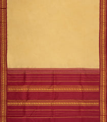 Sandal Handloom Korvai Kanchipuram Silk Saree With Crimson Border-KA15524