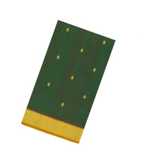 Green Handloom Silk Cotton Saree With Buttas & Contrast Border-SC4711