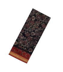 Black Printed Chanderi Cotton Saree With Zari Border-CC1652