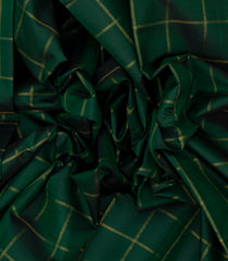 Bottle Green Handloom Kanchipuram Silk Saree With Checks & Contrast Pallu-KA12880
