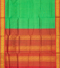 Light Green Handloom 9 Yards Korvai Silk Cotton Saree With Contrast Border-SC3742