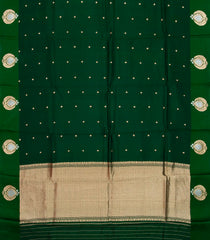 Bottle Green Handloom Banarasi Silk Saree With Floral Buttas-BE1468