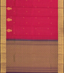Magenta Handloom Kanchipuram Silk Saree With Checks-KA14352