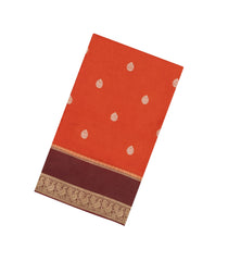 Red Woven Blended Viscose Saree With Zari Buttas-BL5623