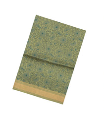 Cardamom Green Printed Tussar Silk Saree With Floral Motifs-TU3791