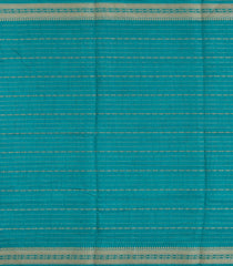 Turquoise Printed Art Dola Silk Saree With Stripes & Floral Motifs-BL5755