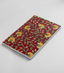 Maroon 9 X 6 Inch Bagru Dabu Block Printed 96 Page Handmade Notebook-ACS1019